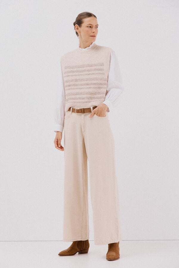 Cortefiel Chaleco punto pasadas Marfil