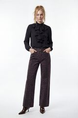 Vila Blusa manga larga con volantes Negro