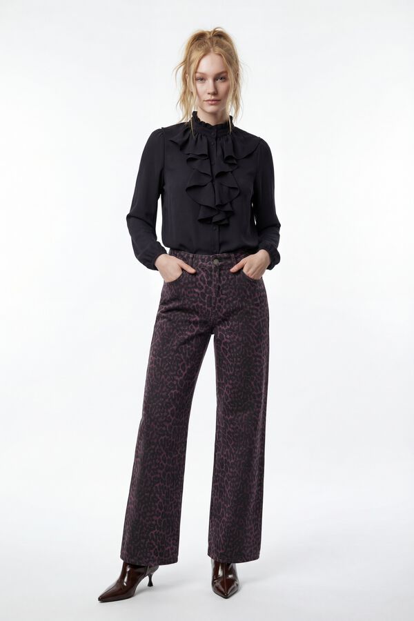 Vila Blusa manga larga con volantes Negro