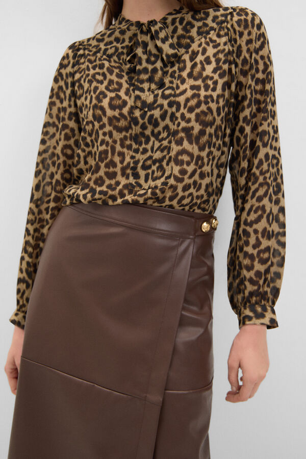 Cortefiel Blusa estampado leopardo Multicolor