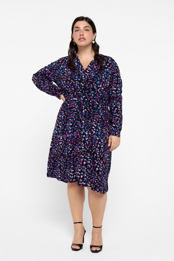 Evoked by Vila Vestido curto curvil&iacute;neo manga comprida Preto