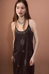 Slowlove Vestido tirantes tachas Preto