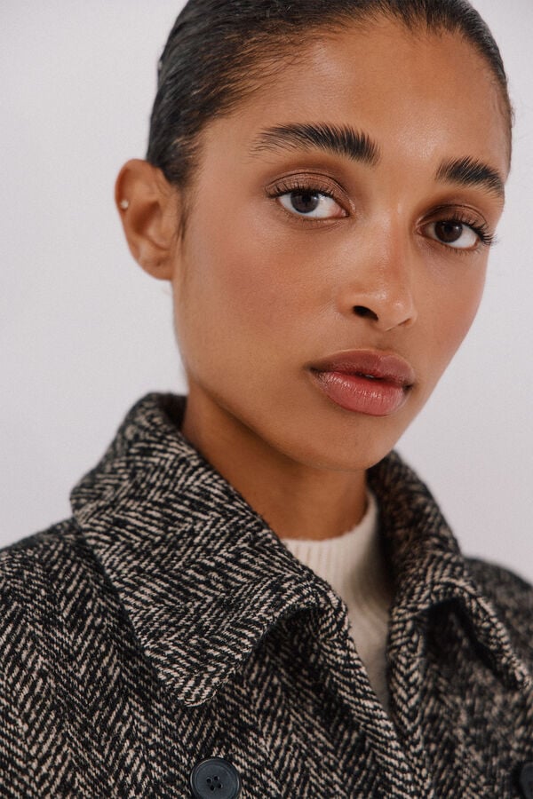 Cortefiel Chaleco largo botones Estampado gris