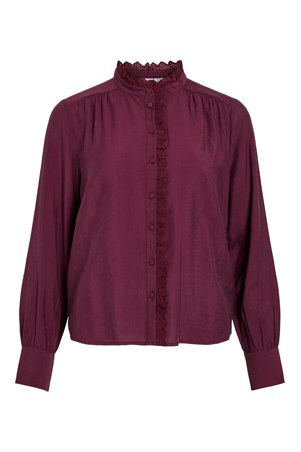 Vila Blusa de manga larga con bordado ingl&eacute;s Vino