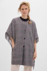 Cortefiel Abrigo capa con flecos Estampado blanco