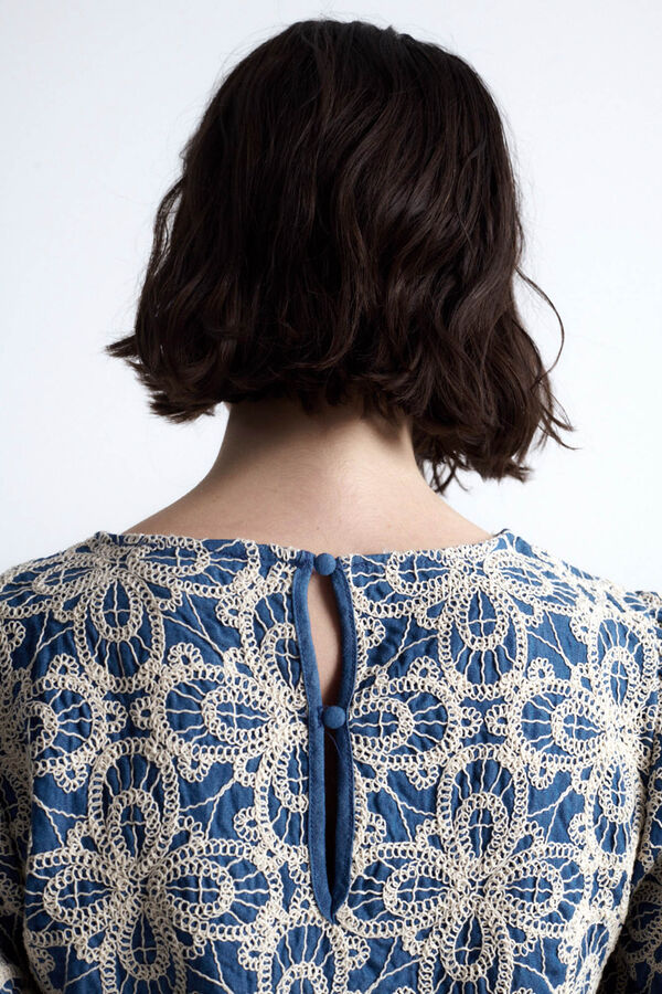 Object Top piqu&eacute; bordado Azul