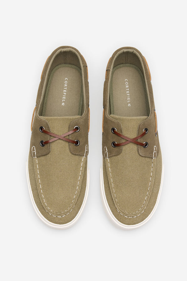 Cortefiel Zapato nautico piel Kaki