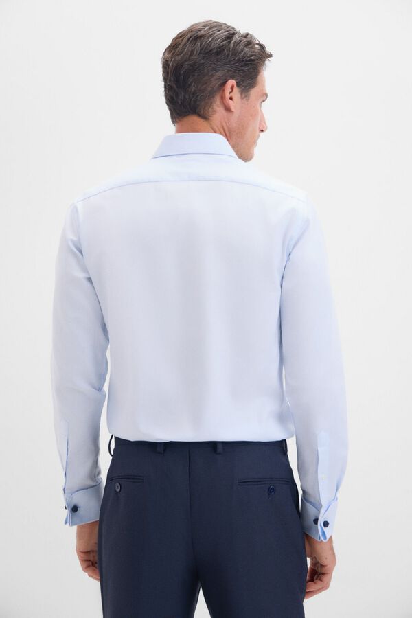 Cortefiel Camisa social com punho duplo Azul