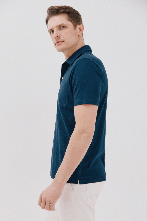 Cortefiel Polo liso slub Azul marino