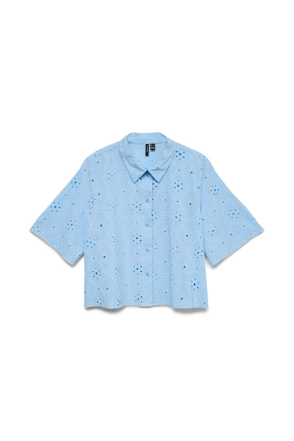 Vero Moda Camisa cropped com bordados Azul