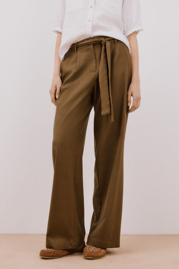 Cortefiel Pantal&oacute;n lino Kaki