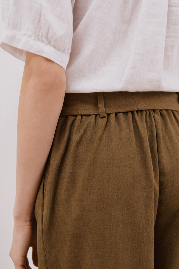 Cortefiel Pantal&oacute;n lino Kaki