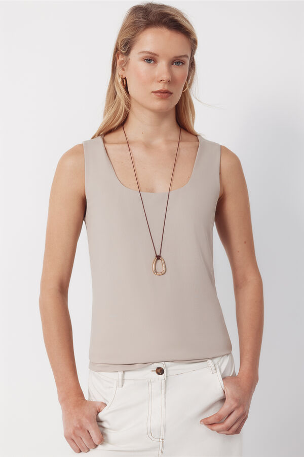 Cortefiel Top b&aacute;sico tirantes Beige