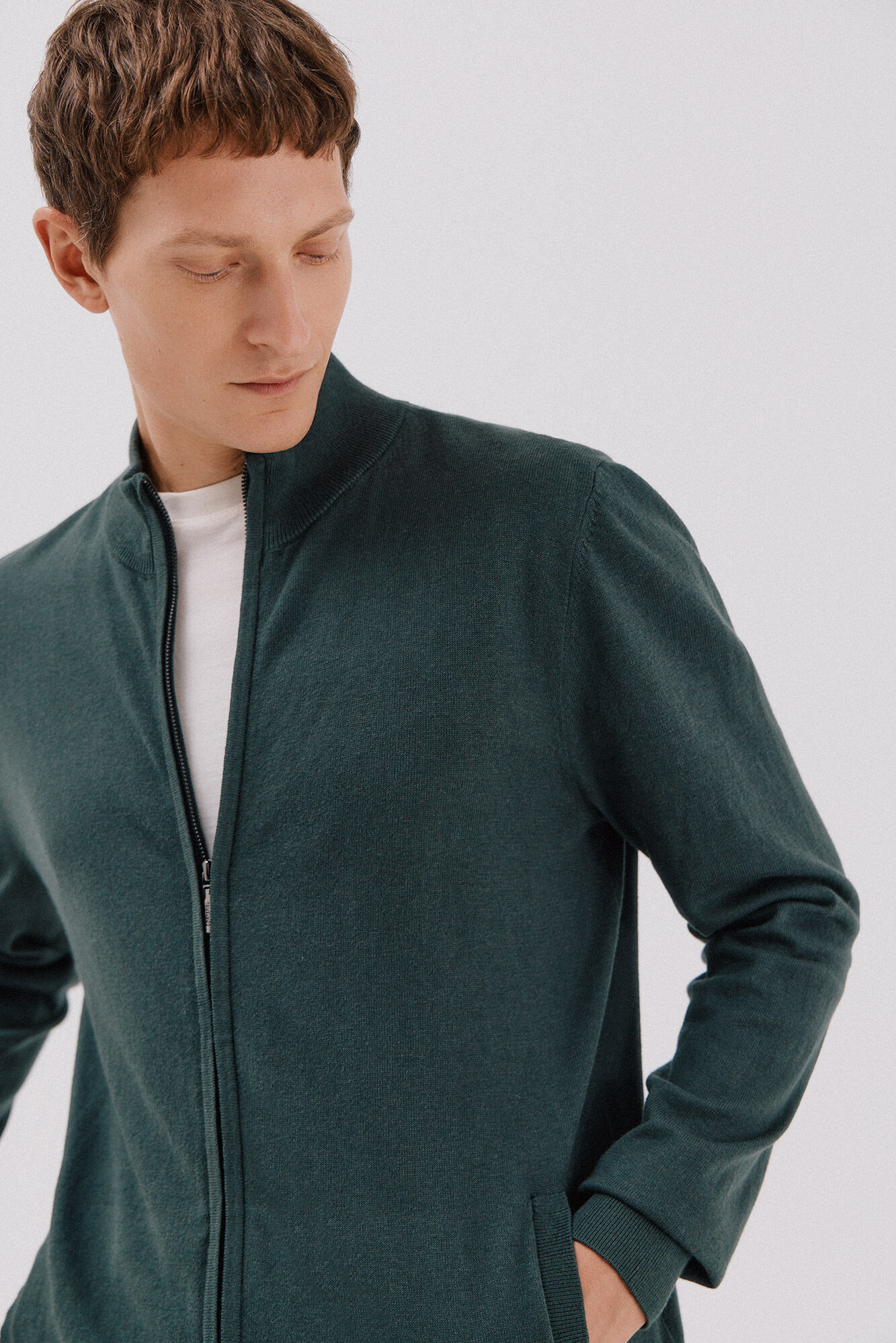 Cortefiel Cardigan de algod&atilde;o e cashmere