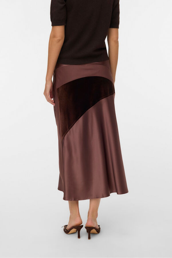 Vero Moda Falda midi triple tejido Marr&oacute;n