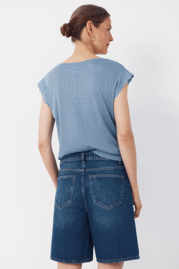 Cortefiel Camiseta com detalhes nas mangas Azul