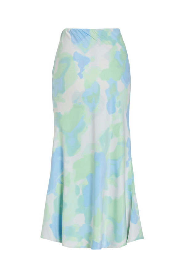 Vila Falda midi satinada con viscosa Verde