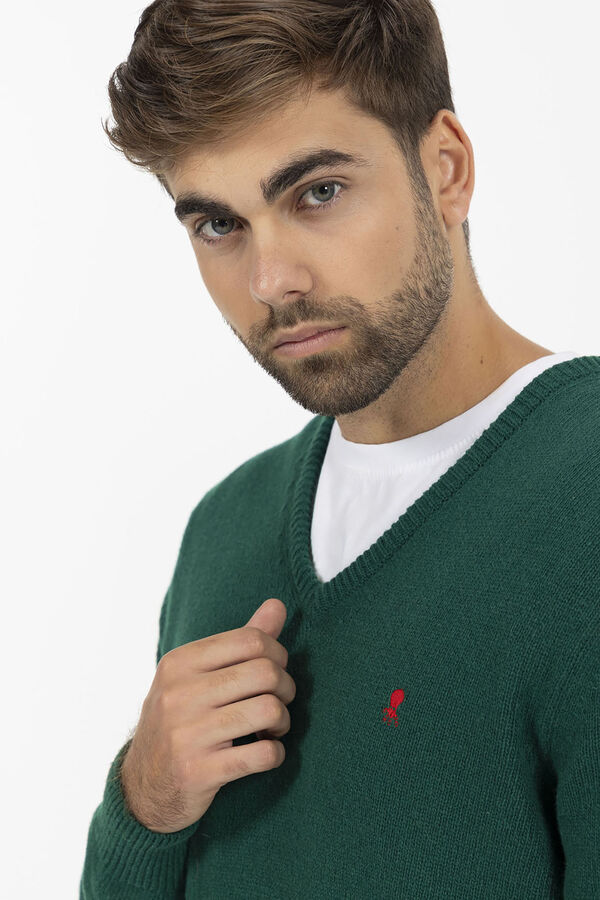 elPulpo Jersey b&aacute;sico cuello pico Verde