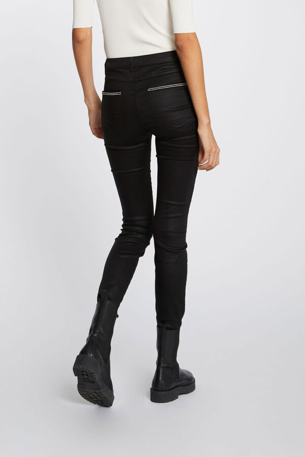 Morgan Calças slim efeito molhado Preto