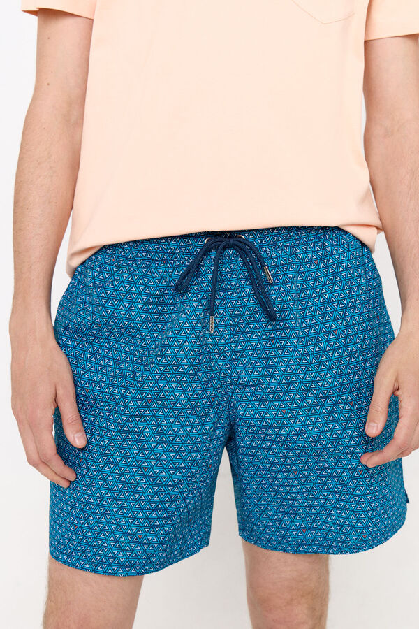 Cortefiel Ba&ntilde;ador estampado geom&eacute;trico tri&aacute;ngulos Azul marino