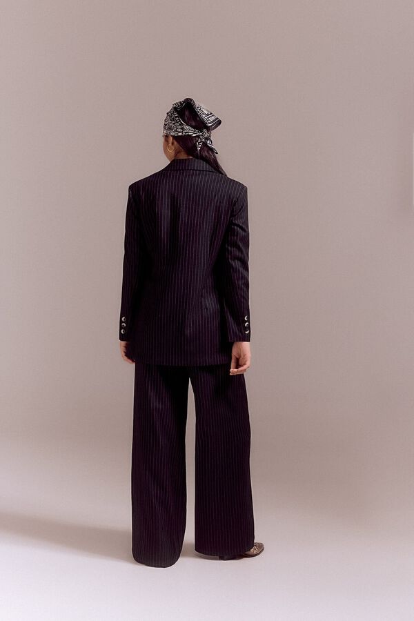 Slowlove Blazer risca de giz Preto