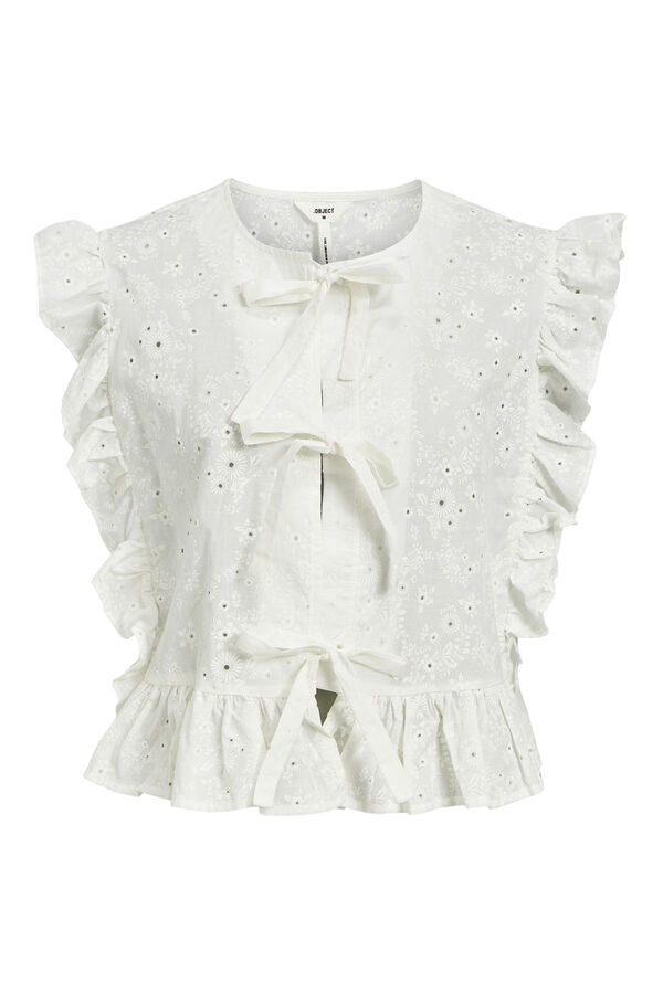 Object Blusa com babados e la&ccedil;os Branco