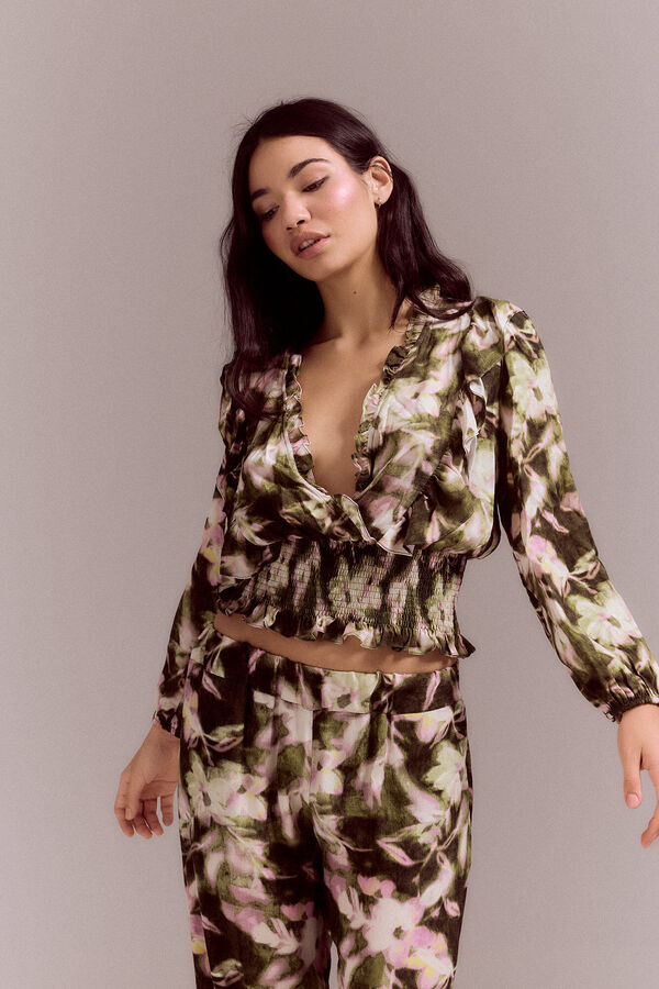 Slowlove Blusa estampada nido de abeja Multicolor