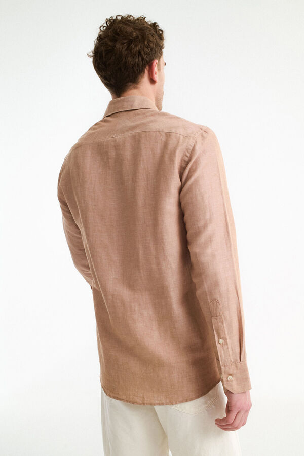 Selected Camisa de linho de linho regular Castanho