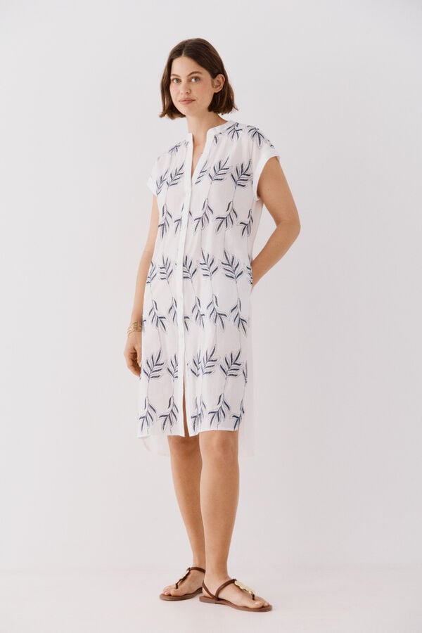 Cortefiel Caftan t&uacute;nica com gola mao Impress&atilde;o