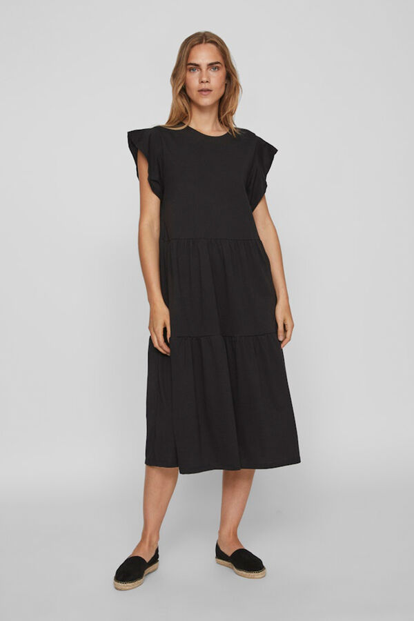 Vila Vestido midi con algod&oacute;n org&aacute;nico Negro