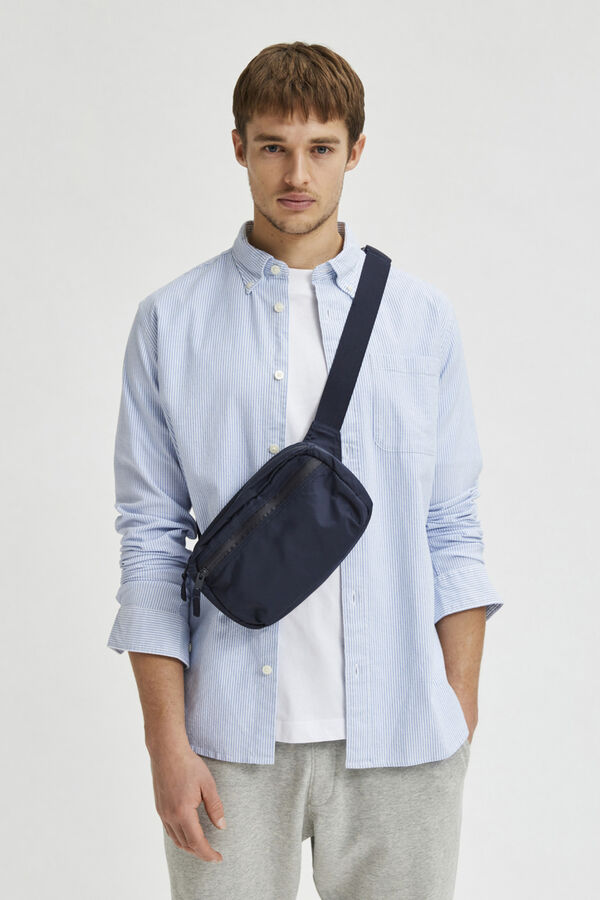 Cortefiel Camisa de manga comprida com bolso 100% algodão Azul