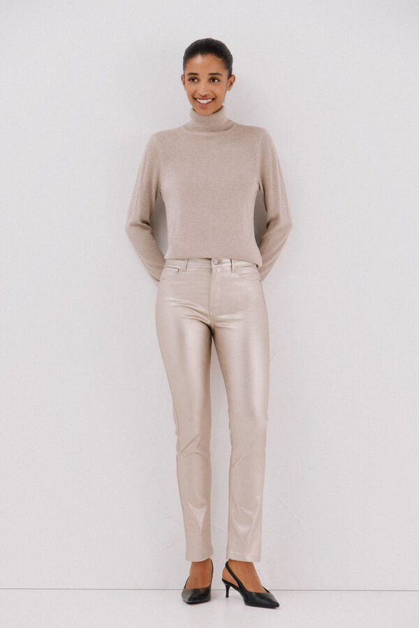 Cortefiel Pantalones Sensational resinados Beige