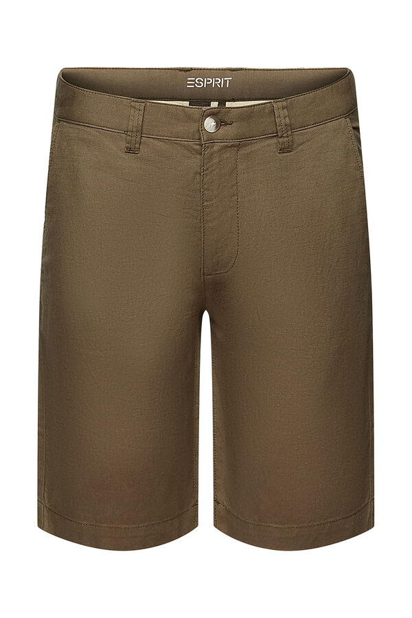 Esprit Bermuda lisa regular fit con lino Marr&oacute;n