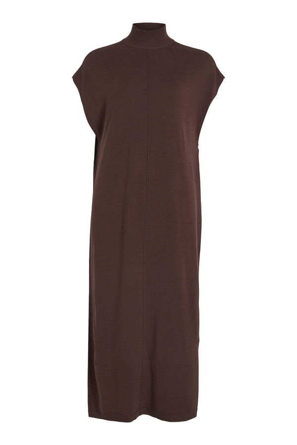 Vila Vestido de punto de cuello alto Marr&oacute;n