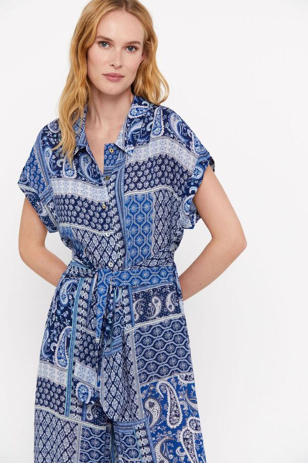 Cortefiel Mono largo satinado Estampado azul