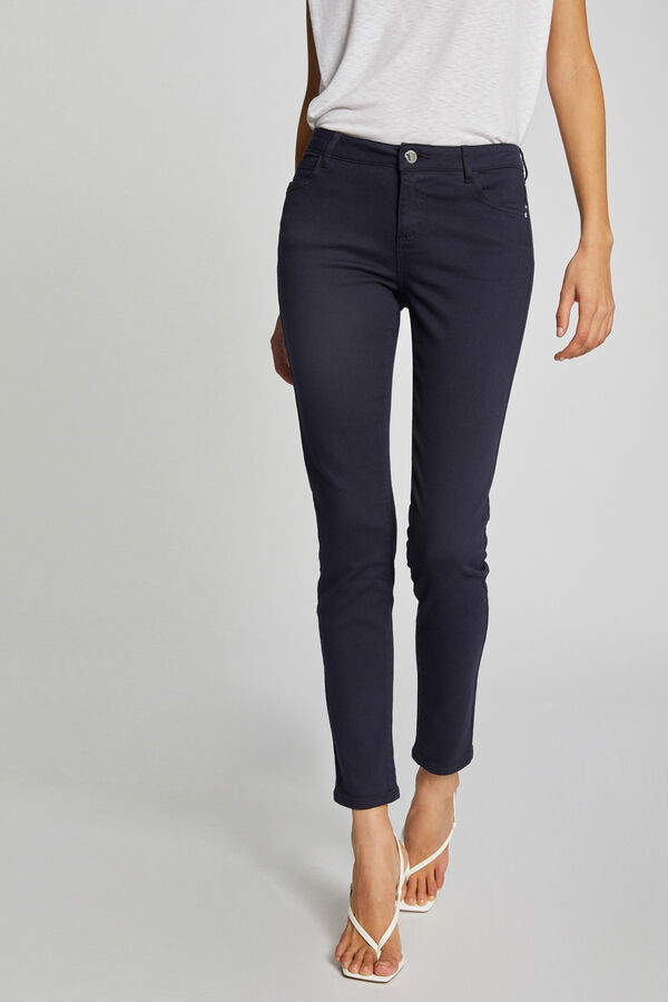 Morgan Pantal&oacute;n skinny talle bajo Azul marino