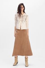 Slowlove Falda midi evas&eacute;efecto antelina Marr&oacute;n oscuro