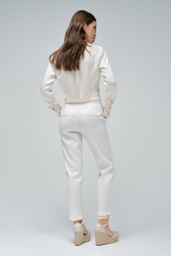 Salsa Jeans Cal&ccedil;as chino de linho slim fit Branco