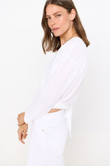 Cortefiel Blusa anudada tejido r&uacute;stico Blanco