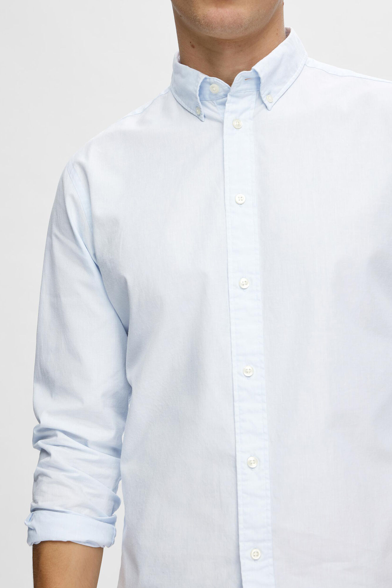 Selected Camisa de manga larga Slim Fit confeccionada con algod&oacute;n reciclado