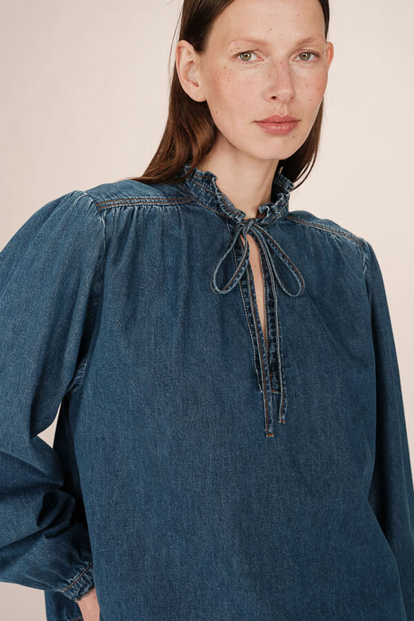 Grace & Mila Blusa vaquera de manga larga Azul oscuro