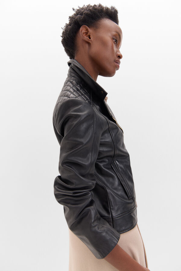 Cortefiel Cazadora piel biker Negro