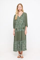 Cortefiel Vestido estampado hilo metalizado Estampado verde
