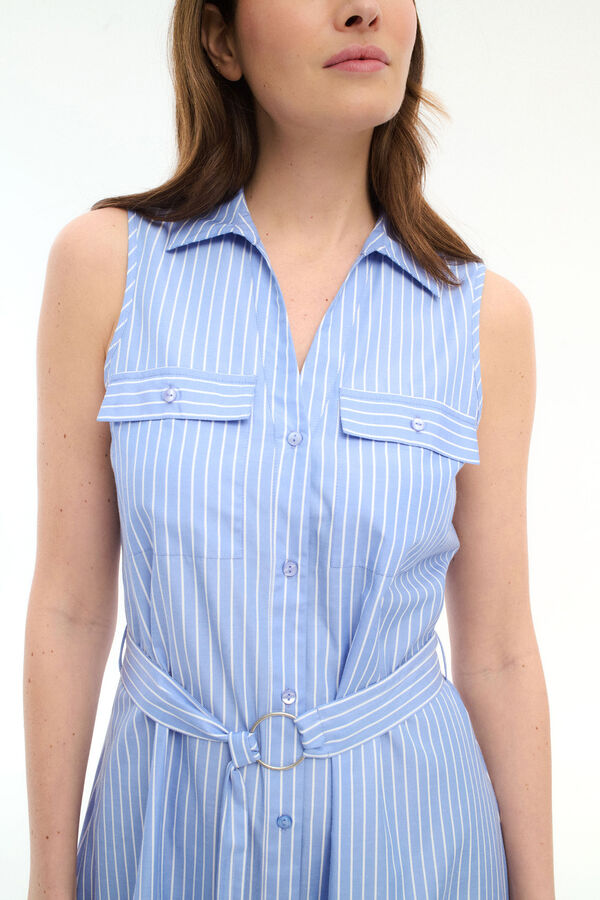 Vila Vestido camisero midi con cintur&oacute;n Azul marino