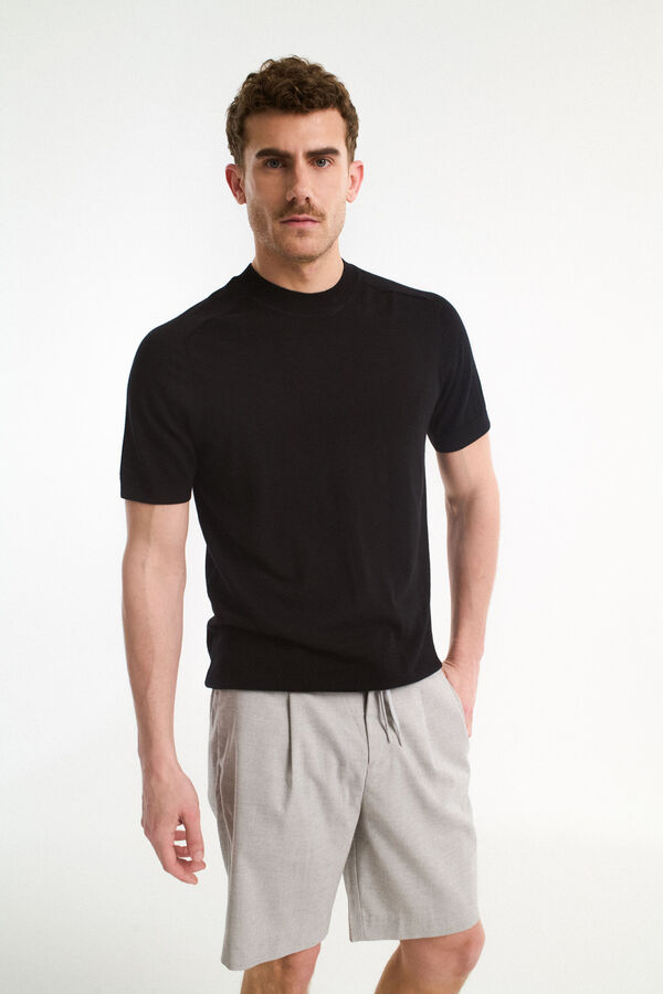 Selected Camiseta 100% l&atilde; merino Preto