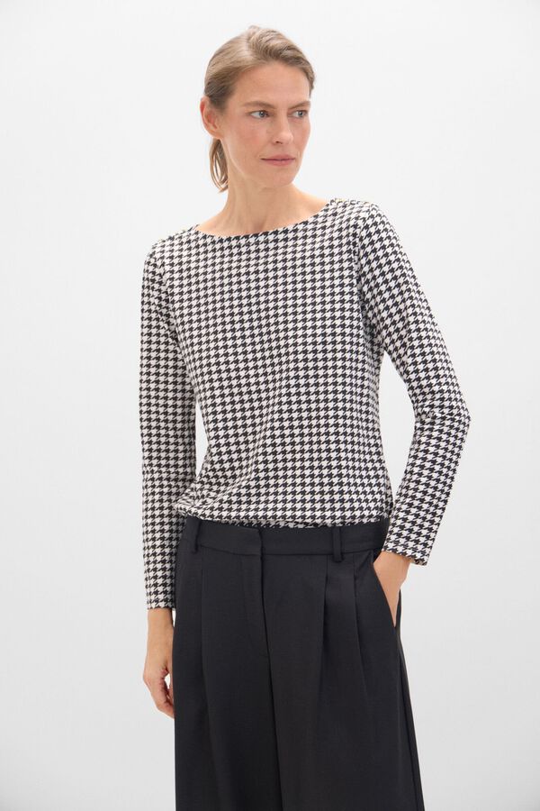 Cortefiel Camisola b&aacute;sica decote barco com bot&otilde;es dourados Impress&atilde;o