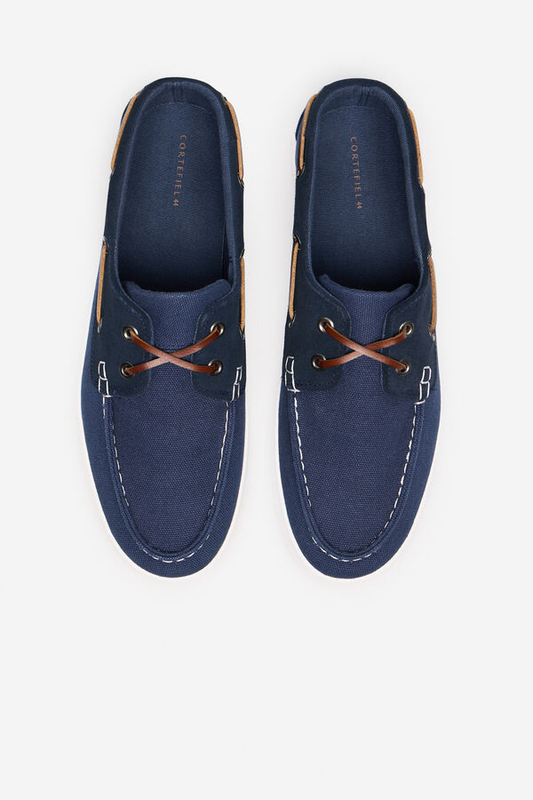 Cortefiel Zapatilla nautica textil y piel Azul marino