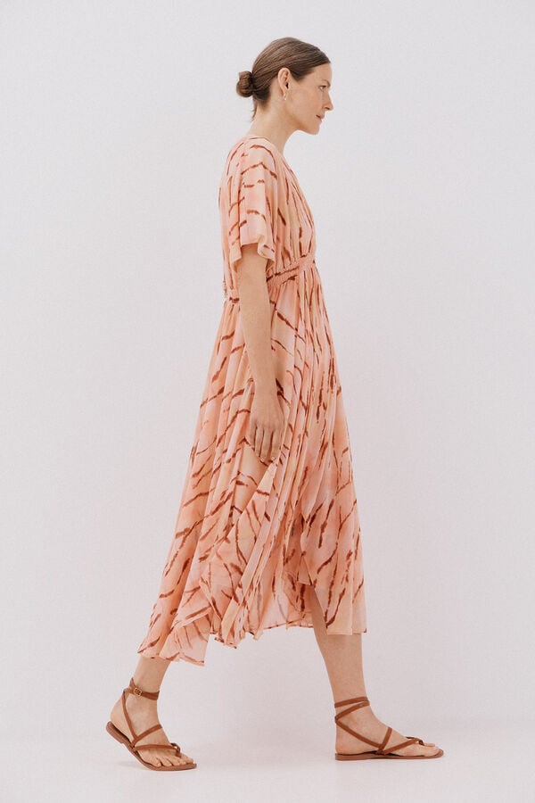 Cortefiel Vestido largo estampado fluido Multicolor