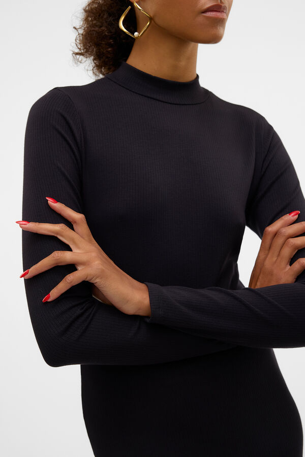 Vero Moda Vestido midi de manga comprida  Preto