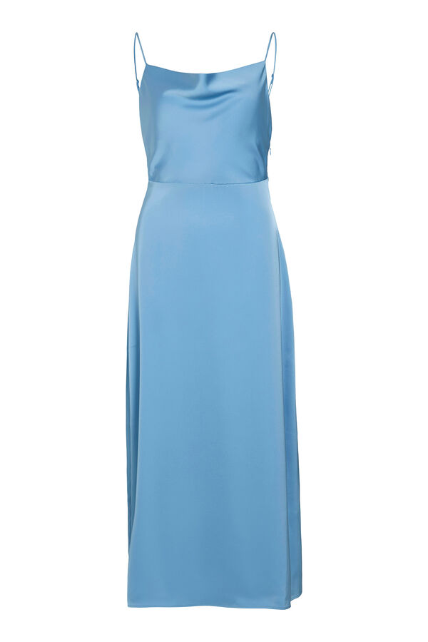 Vila Vestido midi acetinado de festa Azul